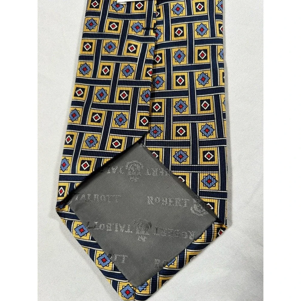 Vintage Robert Talbott Hand Sewn Geometric 100% Silk Tie Made In USA